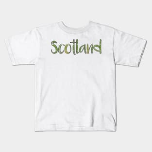 SCOTLAND, Green and Yellow Tartan Style Design Kids T-Shirt